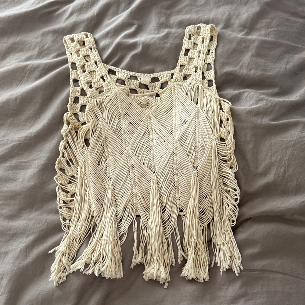 Vintage Crochet Fringe Top
